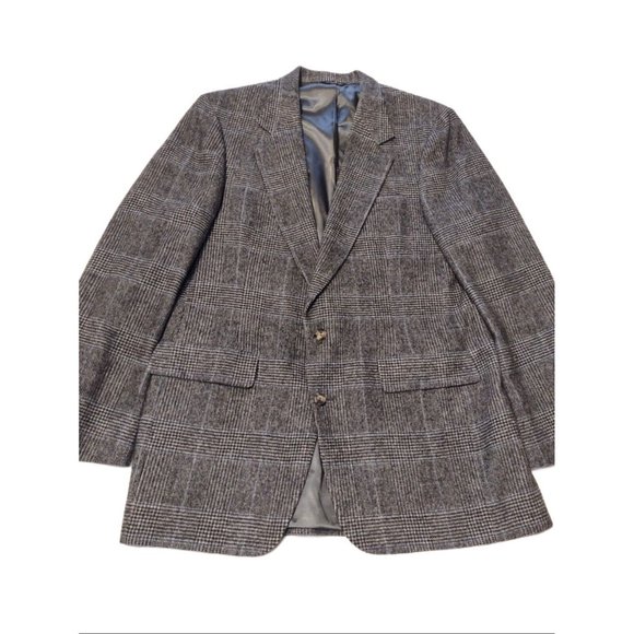 Vtg Bill Blass Parisian Camel Hair Sport Coat Windowpane Plaid Union SEE MSMTS